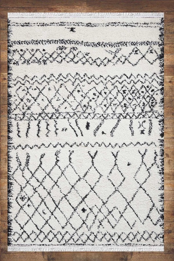 Else Beyaz Gri Karışık Çizgiler Vintage Saçaklı Bohem Kilim Halı Else Beyaz Gri Karışık Çizgiler Vintage Saçaklı Bohem Kilim Halı