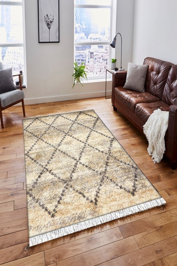 Else Kahve Krem Eskitme Karolu Vintage Saçaklı Bohem Kilim Halı Else Kahve Krem Eskitme Karolu Vintage Saçaklı Bohem Kilim Halı