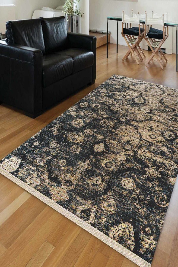 Else Otantik Eskitmeli Klasik Dekoratif Saçaklı Ince Kilim Halı