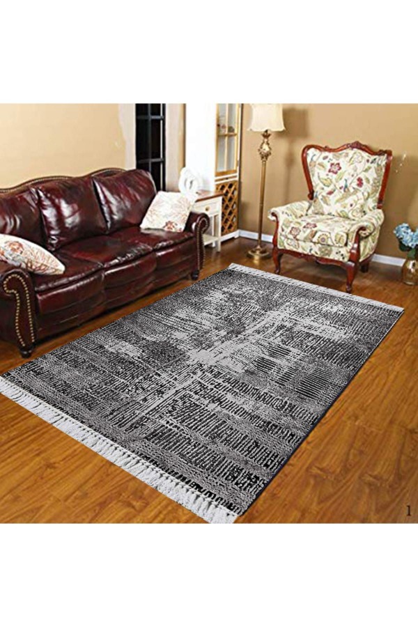 Else Siyah Gri Geometrik Çizgiler Klasik Dekoratif Yıkanabilir Saçaklı Ince Kilim Halı Else Siyah Gri Geometrik Çizgiler Klasik Dekoratif Yıkanabilir Saçaklı Ince Kilim Halı