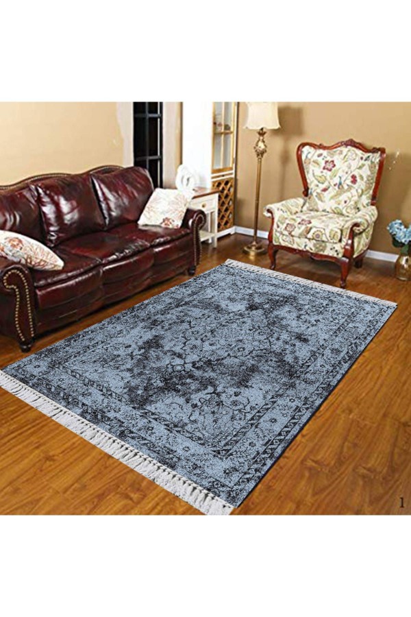 Else Mavi Gri Siyah Vintage Türkmen Klasik Dekoratif Yıkanabilir Saçaklı Ince Kilim Halı Else Mavi Gri Siyah Vintage Türkmen Klasik Dekoratif Yıkanabilir Saçaklı Ince Kilim Halı