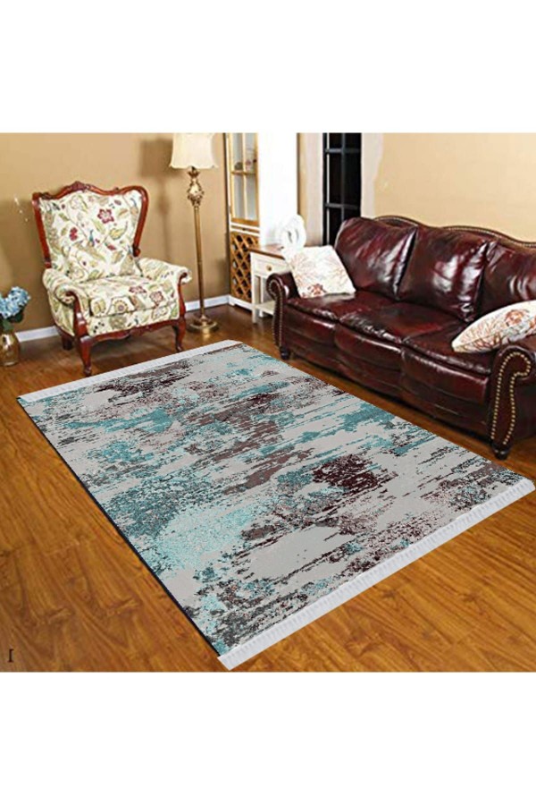 Else Mavi Kahverengi Gri Eskitme Modern Dekoratif Yıkanabilir Püsküllü Ince Kilim Halı Else Mavi Kahverengi Gri Eskitme Modern Dekoratif Yıkanabilir Püsküllü Ince Kilim Halı
