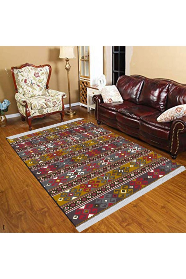 Else Gri Kırmzı Sarı Otantik Desen Modern Dekoratif Yıkanabilir Püsküllü Ince Kilim Halı Else Gri Kırmzı Sarı Otantik Desen Modern Dekoratif Yıkanabilir Püsküllü Ince Kilim Halı