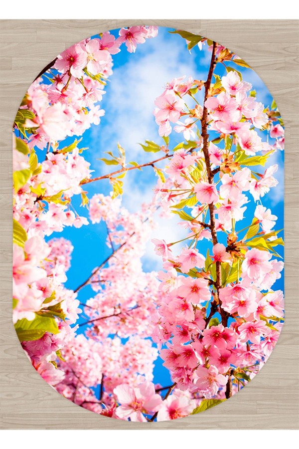 Else Pembe Çiçekler Dekoratif Salon Banyo Baskili 3D Dekoratif Oval Hali Else Pembe Çiçekler Dekoratif Salon Banyo Baskili 3D Dekoratif Oval Hali