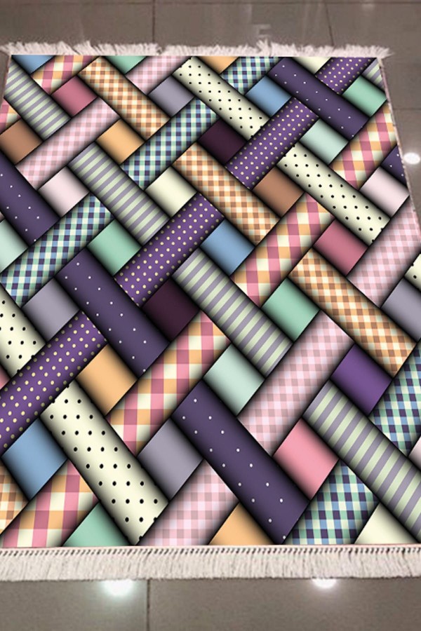 Else Renkli Geometrik Modern 3D Dokuma Şönil Halisi Else Renkli Geometrik Modern 3D Dokuma Şönil Halisi