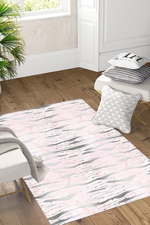 Else Pembe Gri Dalgali Düz Renk Desenli Modern Salon Halisi Else Pembe Gri Dalgali Düz Renk Desenli Modern Salon Halisi